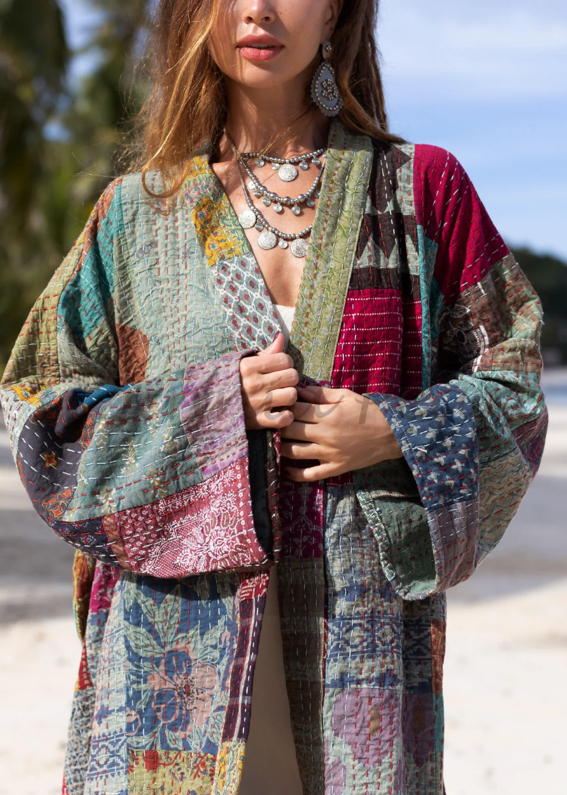 patchwork Jacket Kimono Colorful Duster