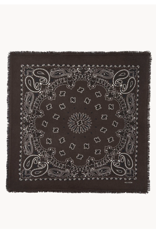 Large Heather Grey and Khaki Print Scarf