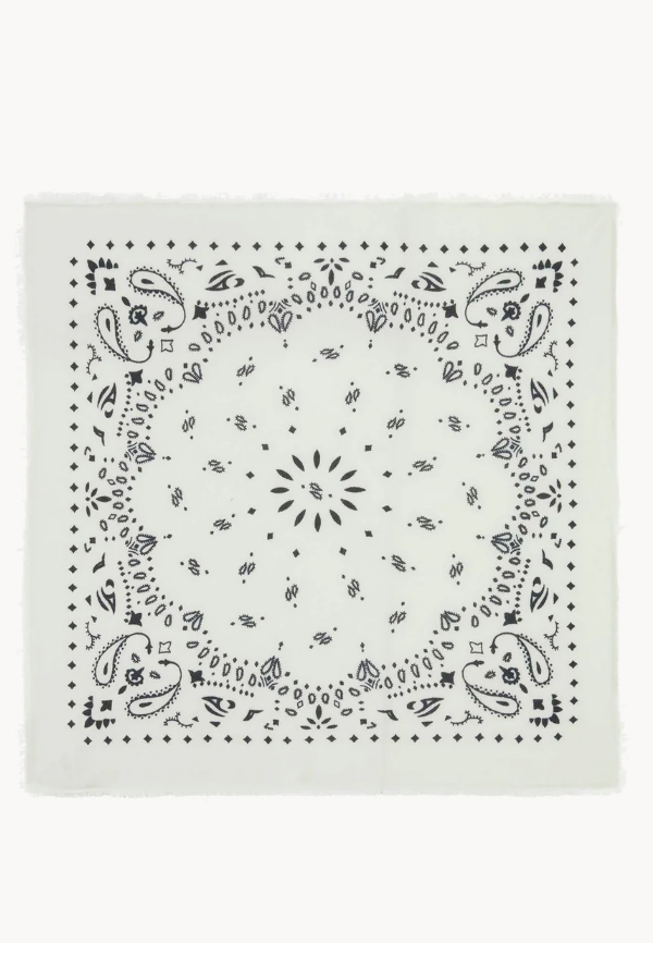 Large White Printed Scarf