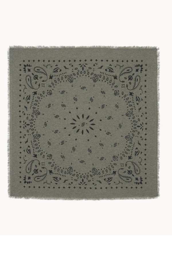 Large Heather Grey and Khaki Print Scarf