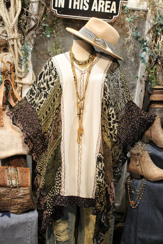 Bohemian Patchwork Threads Pearl Poncho