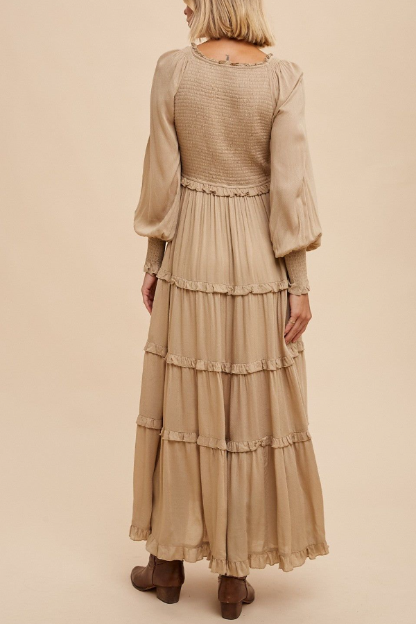 V-Neck Long Sleeve Dress