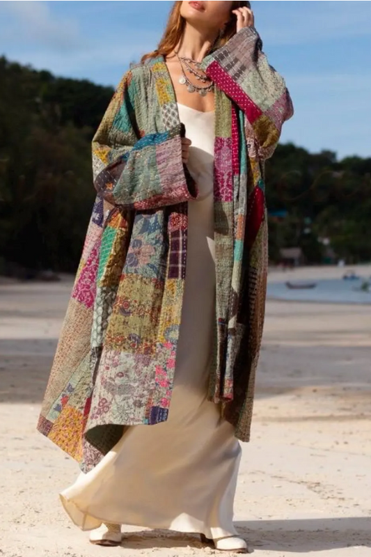patchwork Jacket Kimono Colorful Duster