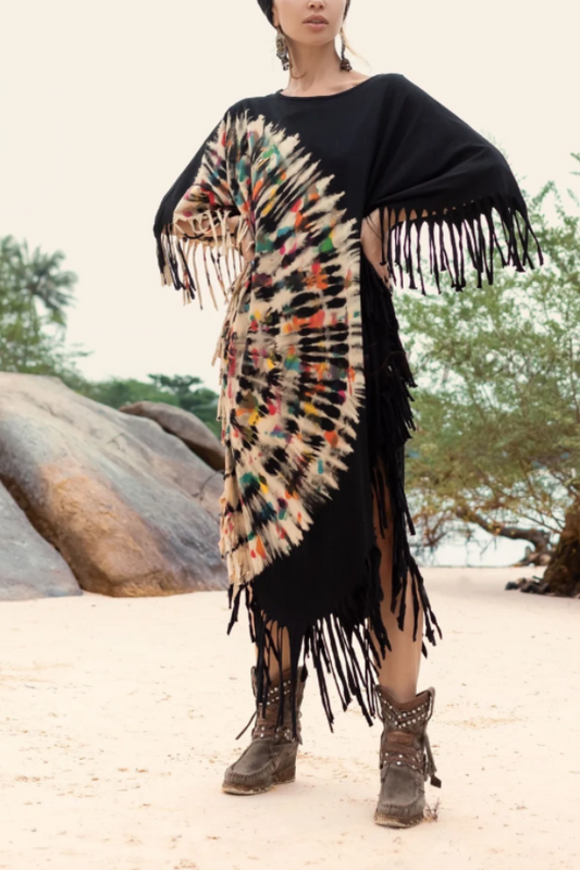 Boho Fringe Tunic Dress