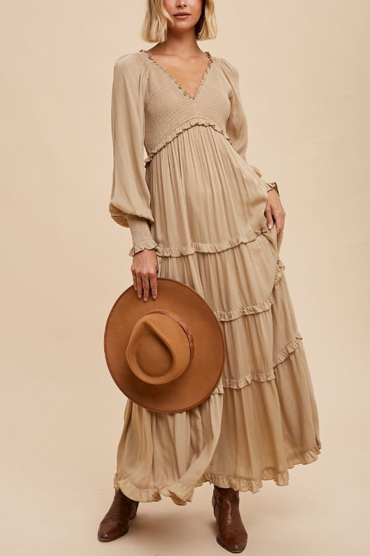 V-Neck Long Sleeve Dress