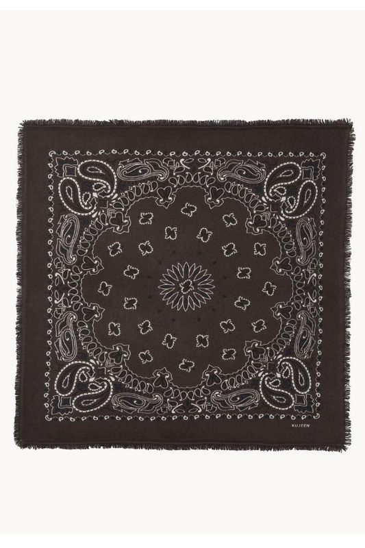 Large Heather Grey and Khaki Print Scarf