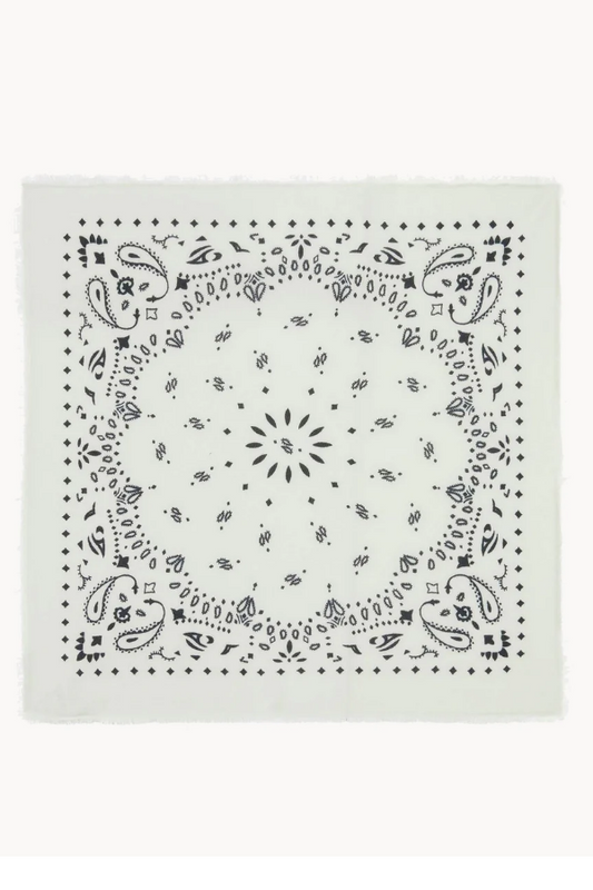 Large White Printed Scarf
