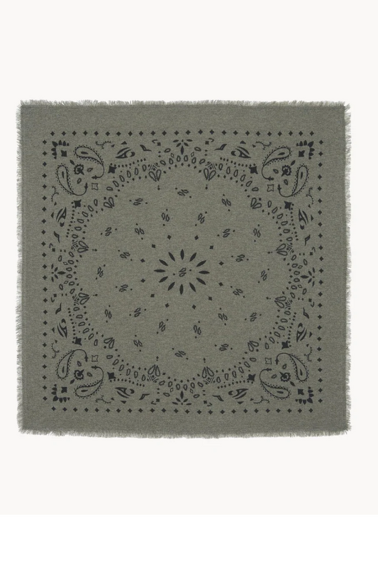Large Heather Grey and Khaki Print Scarf