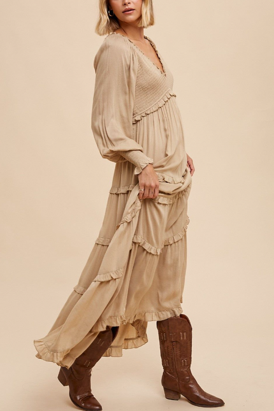 V-Neck Long Sleeve Dress