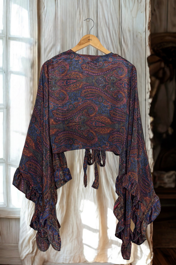Horn-Sleeve Lace-Up Top